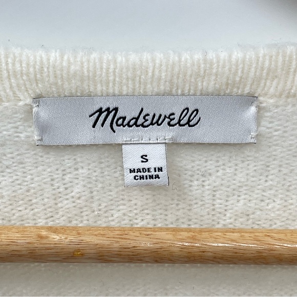 Madewell Cozy Walker Cream Colored Alpaca Wool Blend Open Cardigan Pockets Small - Picture 10 of 13
